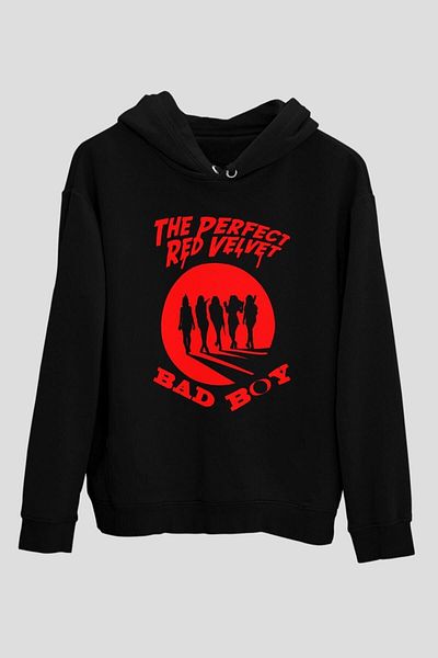 Pisa Art Унисекс суичър с качулка Red Velvet K-pop Siyah