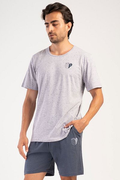 VİENETTA Cotton Men's Short Sleeve Shorts Pajama Set, 405147