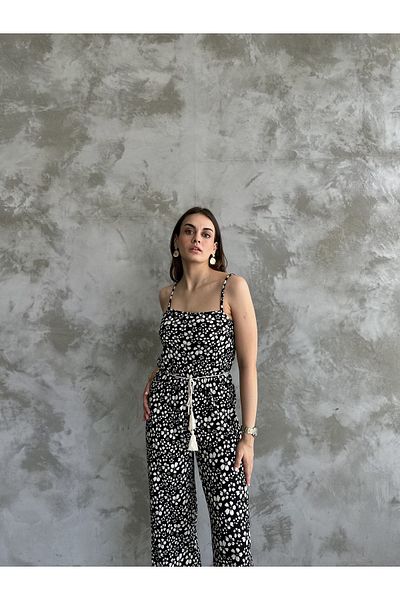 Rabi Shine Women's Patterned Strap Jumpsuit