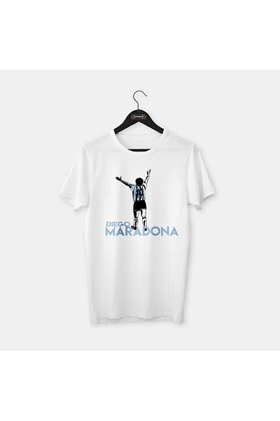 Pisa Art Diego Maradona (Αργεντινή) - Σειρά Καλλιθέας Σχεδίου Προσαρμοσμένης Σχεδίασης, Χτενισμένο Βαμβακερό T-Shirt