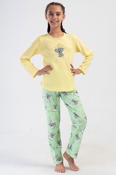 VİENETTA Cotton Girl's Long Sleeve Pajama Set(9-10/15-16), 405234