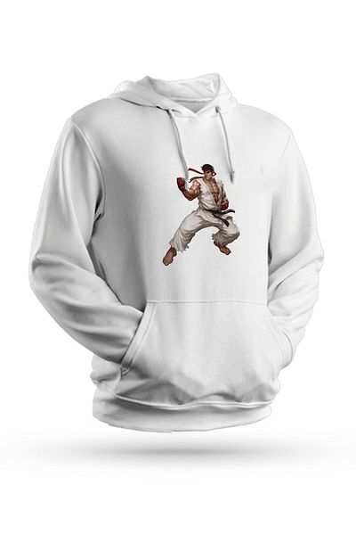 Pisa Art Φούτερ Tekken με στάμπα λευκό Unisex με κουκούλα