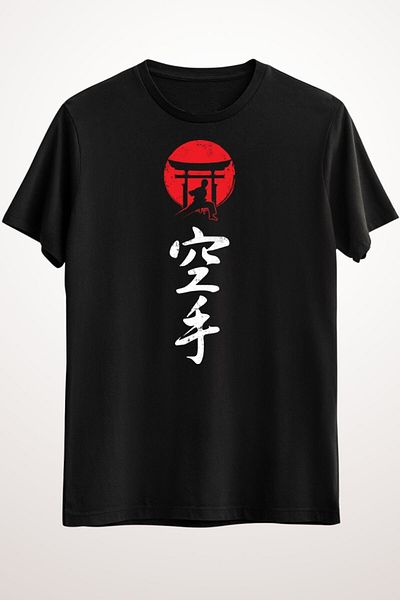Pisa Art Unisex Μαύρο T-Shirt Καράτε Ιαπωνικό Martial Art T-shirt