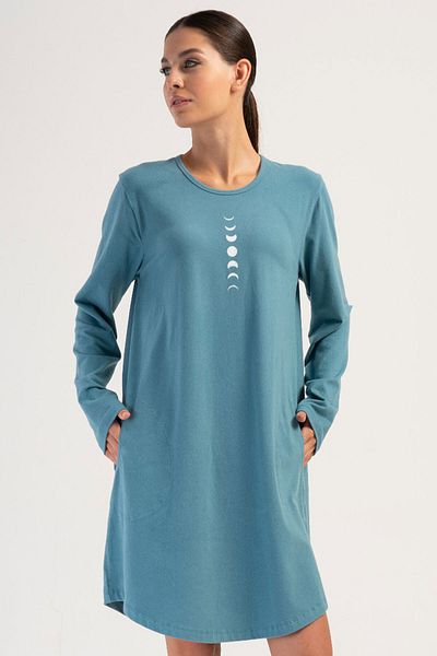 VİENETTA Cotton Women's Plus Size Long Sleeve Nightgown, 404023