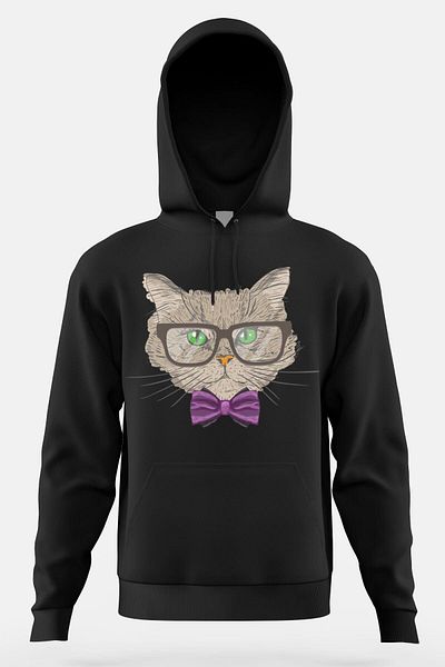 Pisa Art Cat Printed με παπιγιόν - Unisex φούτερ με κουκούλα Hoddie
