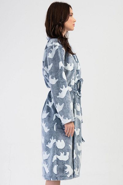VİENETTA Women's J.Ultrawelsoft Sal Collar Long Sleeve Long Dressing Gown , 407097