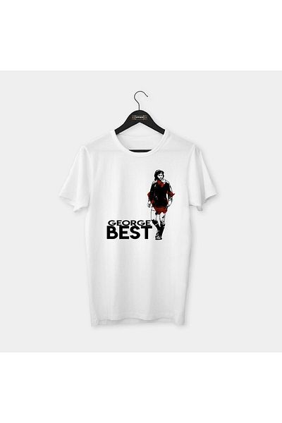 Pisa Art George Best - Σειρά Special Drawing Design Legends, χτενισμένο βαμβακερό μπλουζάκι