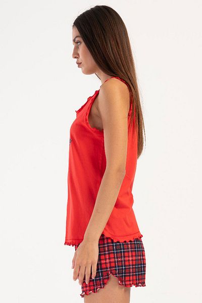 VİENETTA Cotton Women's Large Size Wide Strap Shorts Pajama Set, 407033