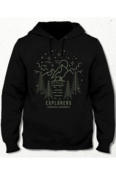 Pisa Art Унисекс черен суичър без джобове Explorers
