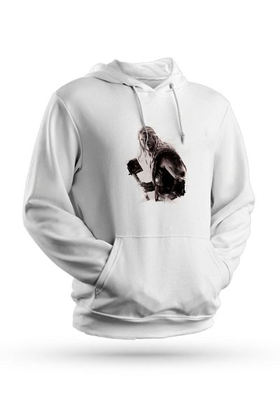 Pisa Art Φούτερ με κουκούλα Thor Printed White Unisex