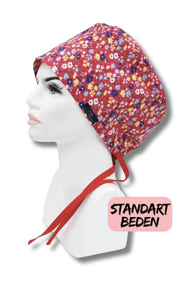 doktorbonem Standard Size Fuchsia Tiny Flowers Surgical Cap Doctor Nurse Health Worker Hospital Cap