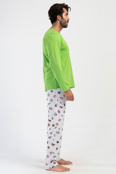 VİENETTA Men's Long Sleeve Pajama Suit, 405196