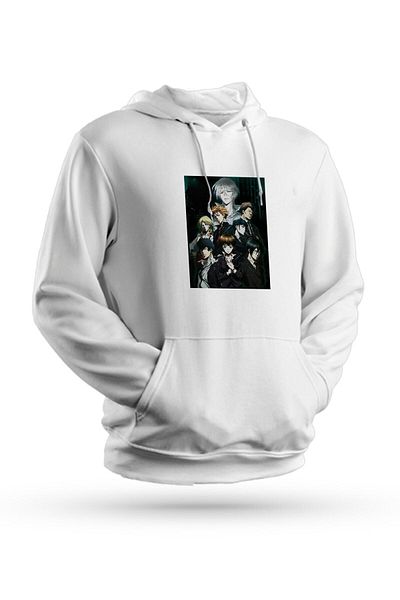 Pisa Art Φούτερ Anime Psycho Pass με στάμπα λευκό Unisex με κουκούλα