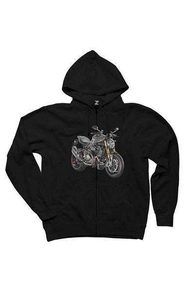 Pisa Art Ducati Multistrada 1200 Черен суитшърт с цип и качулка