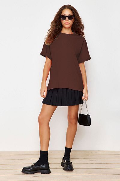 OXVİN Дамска тениска Oversize от здрав модал, широка кройка