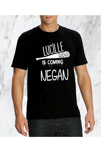 Pisa Art Κανονικό μαύρο ανδρικό μπλουζάκι Negan Lucille