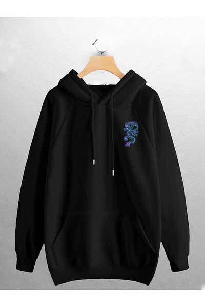 Pisa Art Φούτερ Unisex Blue Dragon με στάμπα