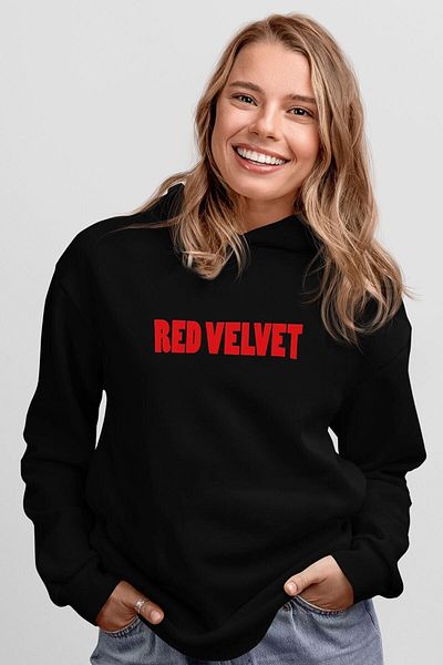Pisa Art Унисекс суичър с качулка Red Velvet K-pop Siyah