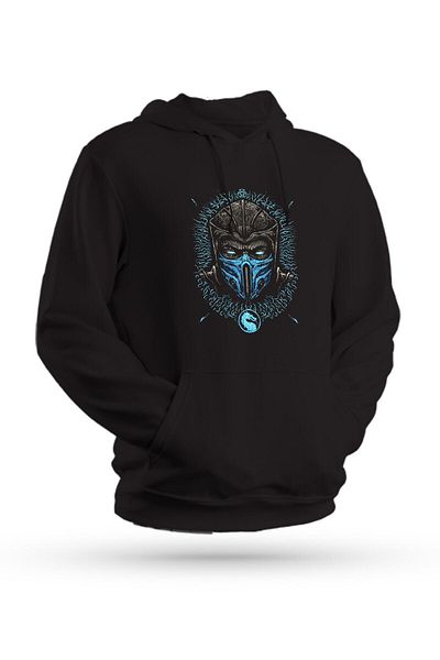 Pisa Art Φούτερ Mortal Kombat Scorpion με στάμπα μαύρο Unisex με κουκούλα