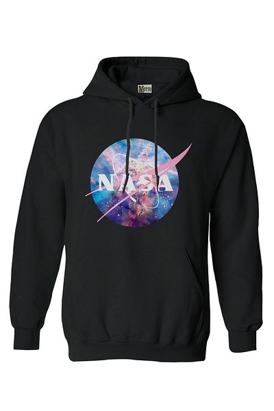 Pisa Art Μαύρο φούτερ με κουκούλα Nasa με λογότυπο με κουκούλα