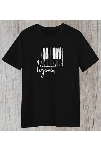 Pisa Art Unisex Γυναικεία Πιανίστρια / Κανονικό μπλουζάκι με στάμπα πιάνου
