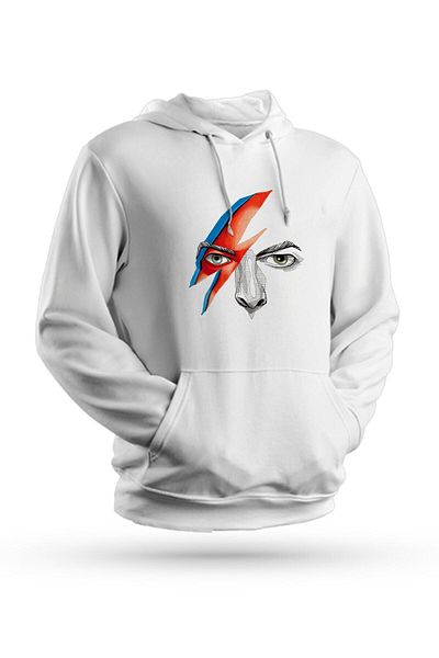 Pisa Art Φούτερ με κουκούλα David Bowie με στάμπα λευκό Unisex