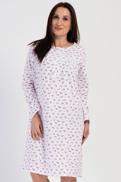 VİENETTA Cotton Women's Long Sleeve Two Thread Large Size Nightgown, 161705