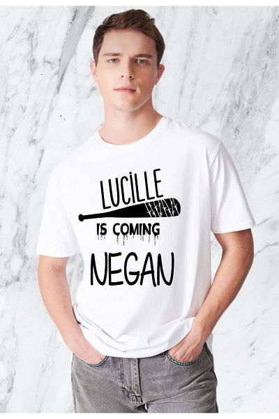 Pisa Art Κανονικό μαύρο ανδρικό μπλουζάκι Negan Lucille