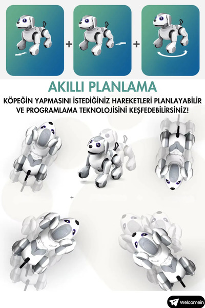 Oruç Oyuncak Oyuncak 2.4 GHz Full Fonksiyon Uzaktan Kumandalı Şarjlı El Sensörlü İnteraktif Akıllı Robot Köpek