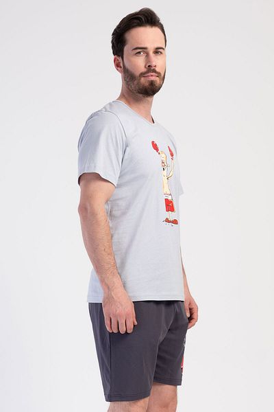 VİENETTA Cotton Men's Short Sleeve Shorts Pajama Set, 401082