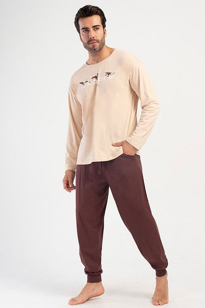 VİENETTA Pajama Set - Beige - Graphic