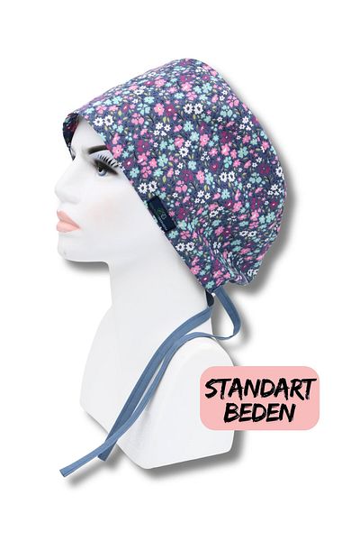 doktorbonem Standard Size Blue Tiny Flowers Surgical Cap Doctor Nurse Health Worker Hospital Cap