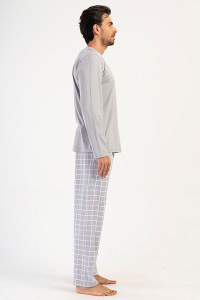 VİENETTA Cotton Men's Long Sleeve Pajama Suit, 403255