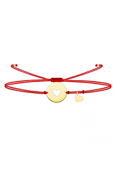 alberaccessories Kalpli Anne Kız Bilekliği - Kırmızı İp Bileklik - Gümüş Kalp...