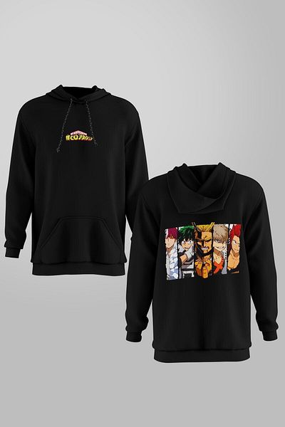 Pisa Art Anime Back Printed Unisex Φούτερ με κουκούλα με κουκούλα με κουκούλα με κουκούλα My Hero Academia Design