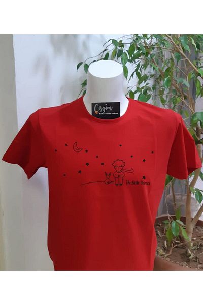 Pisa Art Unisex Little Prince (ΣΙΛΟΥΕΤ) Κόκκινο μπλουζάκι με στάμπα
