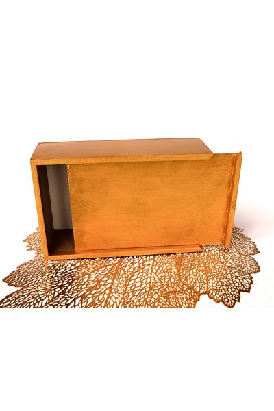 Fun Life Handmade Wooden Handkerchief Box with Flower and Leaf Detail |   Gold Colored Decorative Napkin Holder