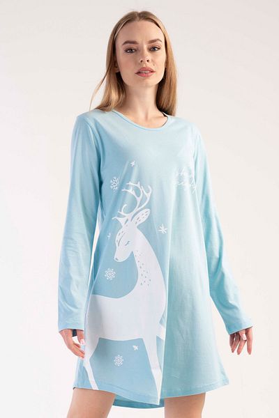 VİENETTA Cotton Women's Long Sleeve Nightgown, 303129