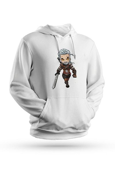 Pisa Art Φούτερ με κουκούλα The Witcher με στάμπα λευκό Unisex