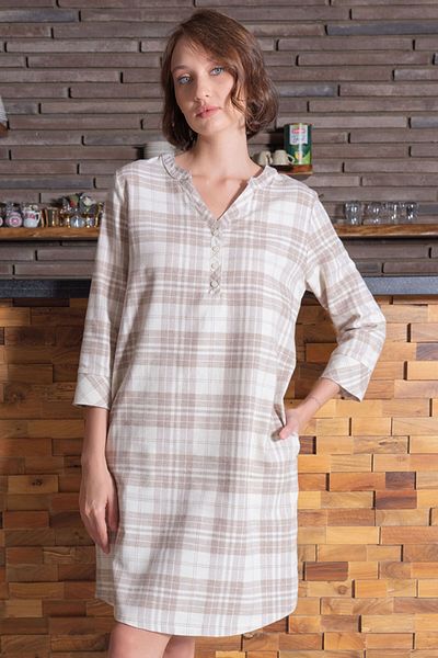 VİENETTA Women's Woven Judge Collar Half 7/8 Sleeve Dress, 405110