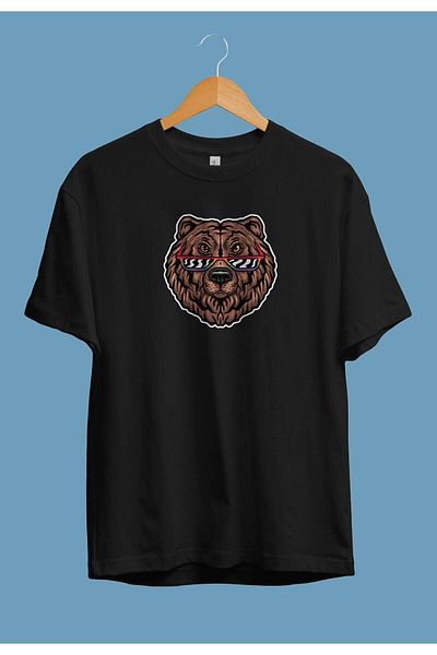 Pisa Art Μπλουζάκι Unisex με τυπωμένο σχέδιο καφέ αρκούδας Oversize Glasses