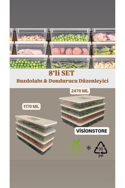 VİZYON Refrigerator Food Storage Container Refrigerator Organizer Set Ice Box Organizer Ice Box Storage Container