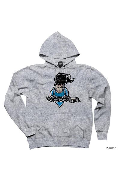 Pisa Art LoL Yasuo Legend Γκρι φούτερ με κουκούλα με κουκούλα
