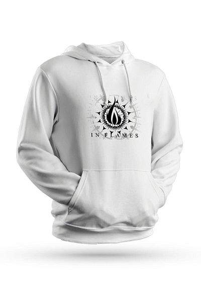 Pisa Art Φούτερ με κουκούλα In Flames με στάμπα λευκό Unisex