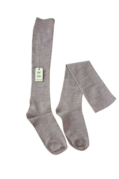 ENEFENDİ Дълги дамски чорапи от дебела, топла и еластична вълна, удобни за носене, размер 36-40, 2 чифта, сиво-бежови