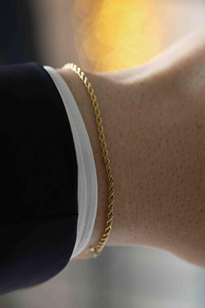 WATCHOFROYAL Slim Rope Chain Gold Çelik Bileklik