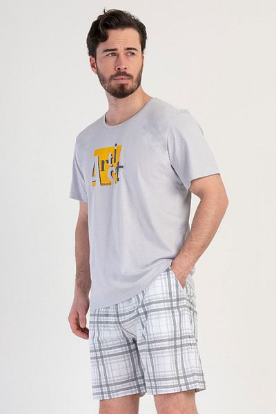 VİENETTA Cotton Men's Short Sleeve Shorts Pajama Set, 311054