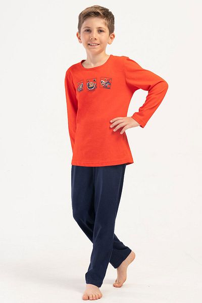 VİENETTA Cotton Boy's Long Sleeve Pajama Set(9/10-15/16), 405133