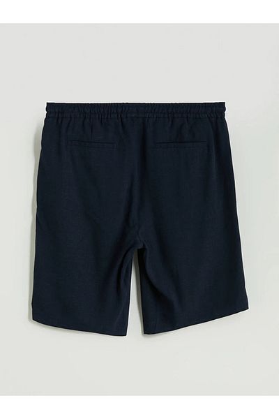 LC Waikiki Lcw Vision Navy Blue Standard Mold Linen Blend Men's Bermuda Shorts
