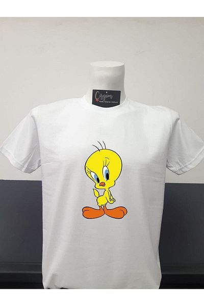 Pisa Art Unisex Tweety εμπριμέ λευκό μπλουζάκι